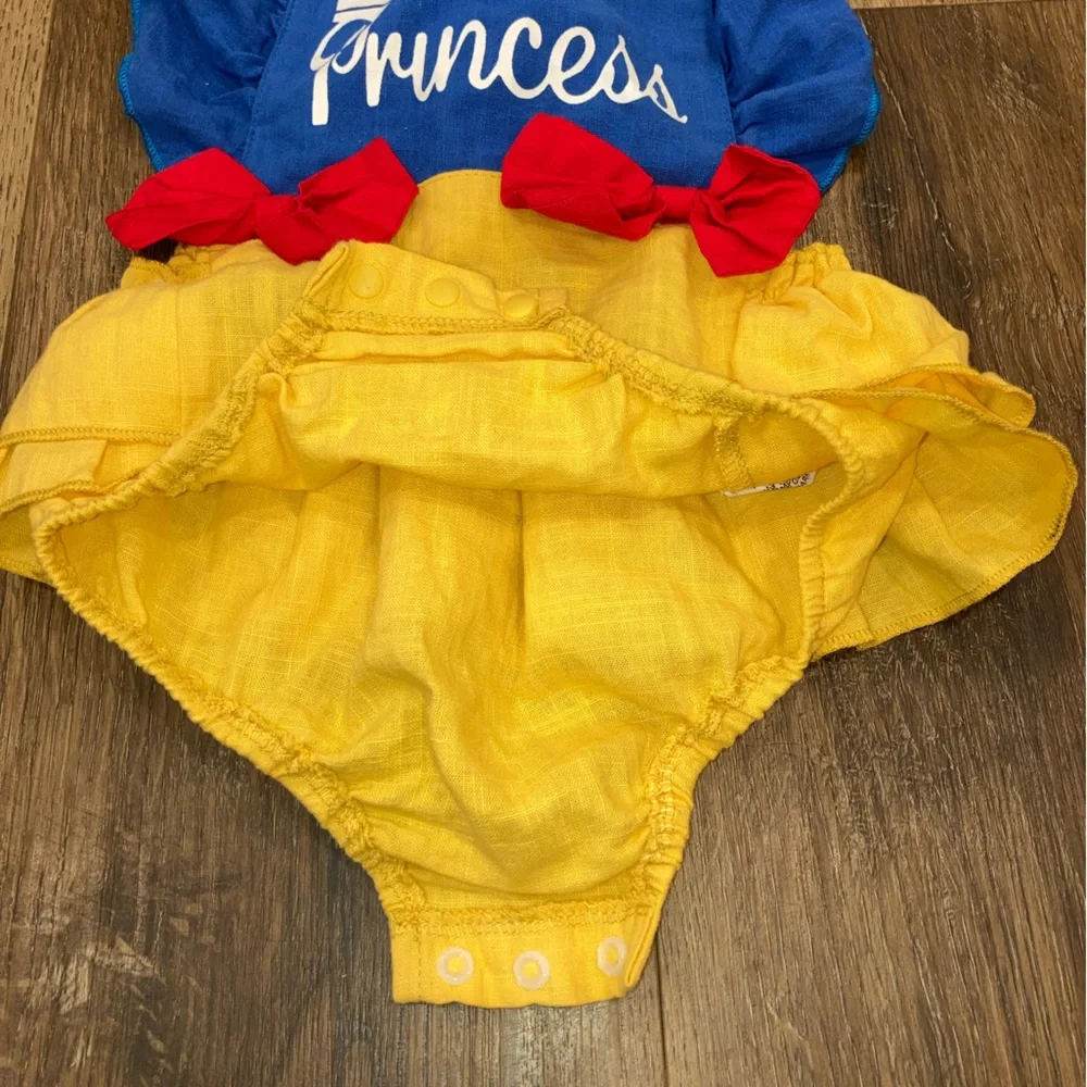 Disney Princess Romper Snow White Ruffle Bow Costume Outfit 3-6m